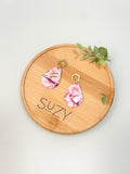PLF9 Pink Coral Upcycled Polymer Clay Dangle Earrings – Lightweight Polymer Clay Statement Jewelry
