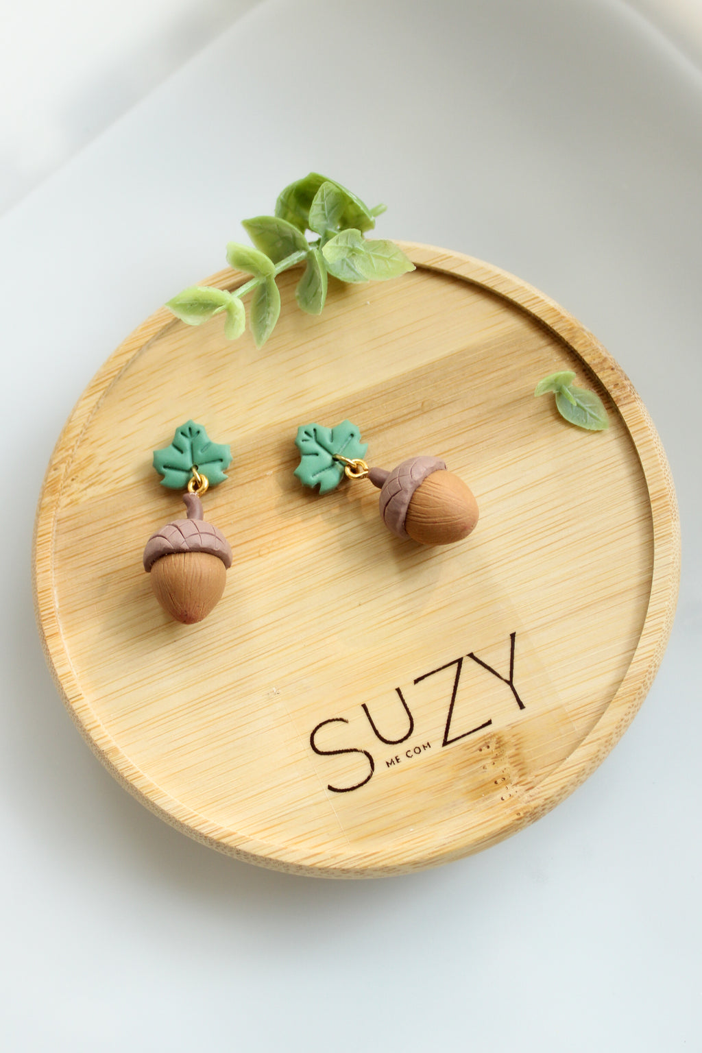 WA9 Whimsical Autumn Acorn Earrings | Handmade 3D Polymer Clay Pumpkin Dangles | Cute Fall Earrings | Gift-able and Hypoallergenic