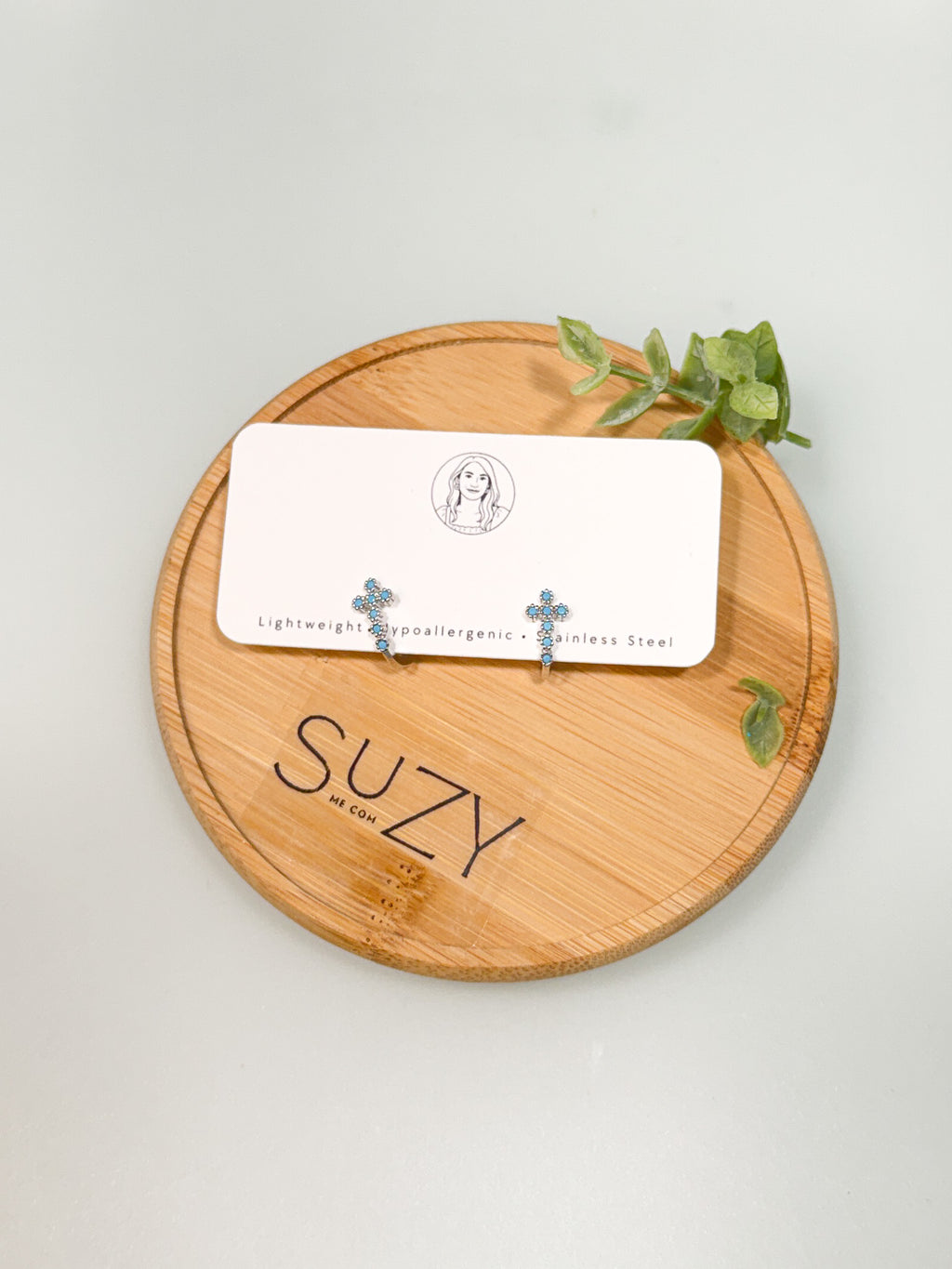 RG15 Faith Inspired Cross Earring Huggies | Christian Gift | Delicate Jewelry | 925 Sterling Silver Fine Jewelry Turquoise