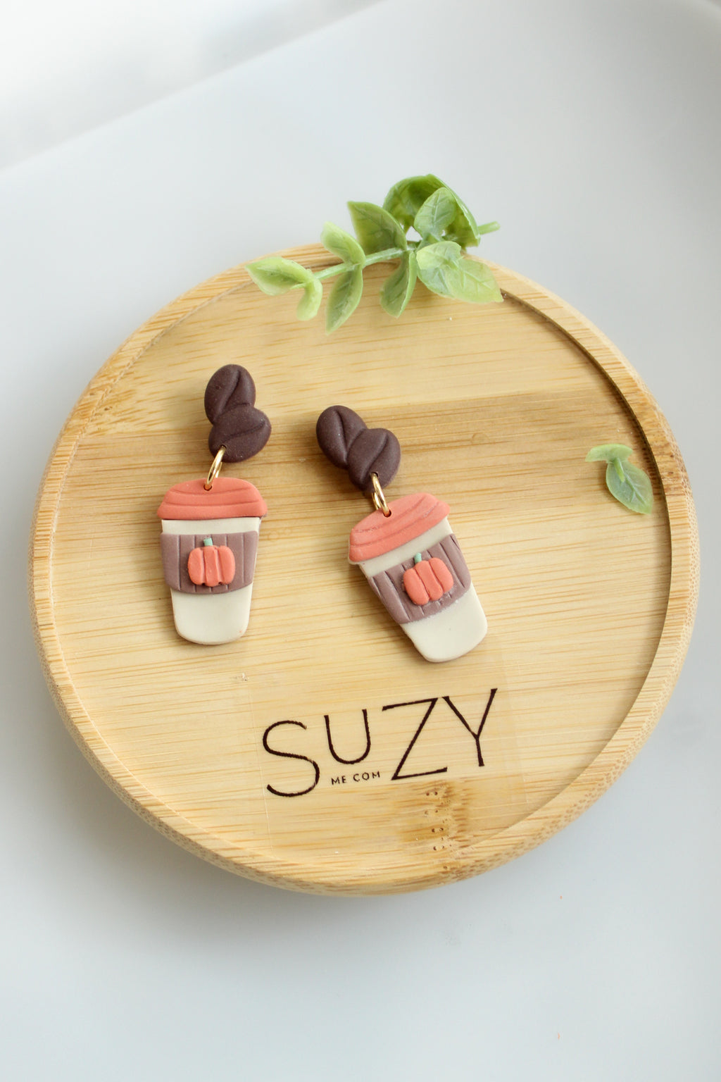 WA10 Whimsical Autumn Pumpkin Spice Latte Earrings | Coffee Lover Fall Earrings | Handmade Polymer Clay Jewelry | Lightweight