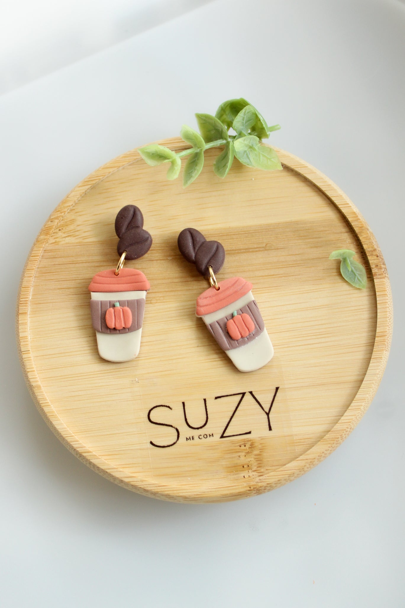 WA10 Whimsical Autumn Pumpkin Spice Latte Earrings | Coffee Lover Fall Earrings | Handmade Polymer Clay Jewelry | Lightweight