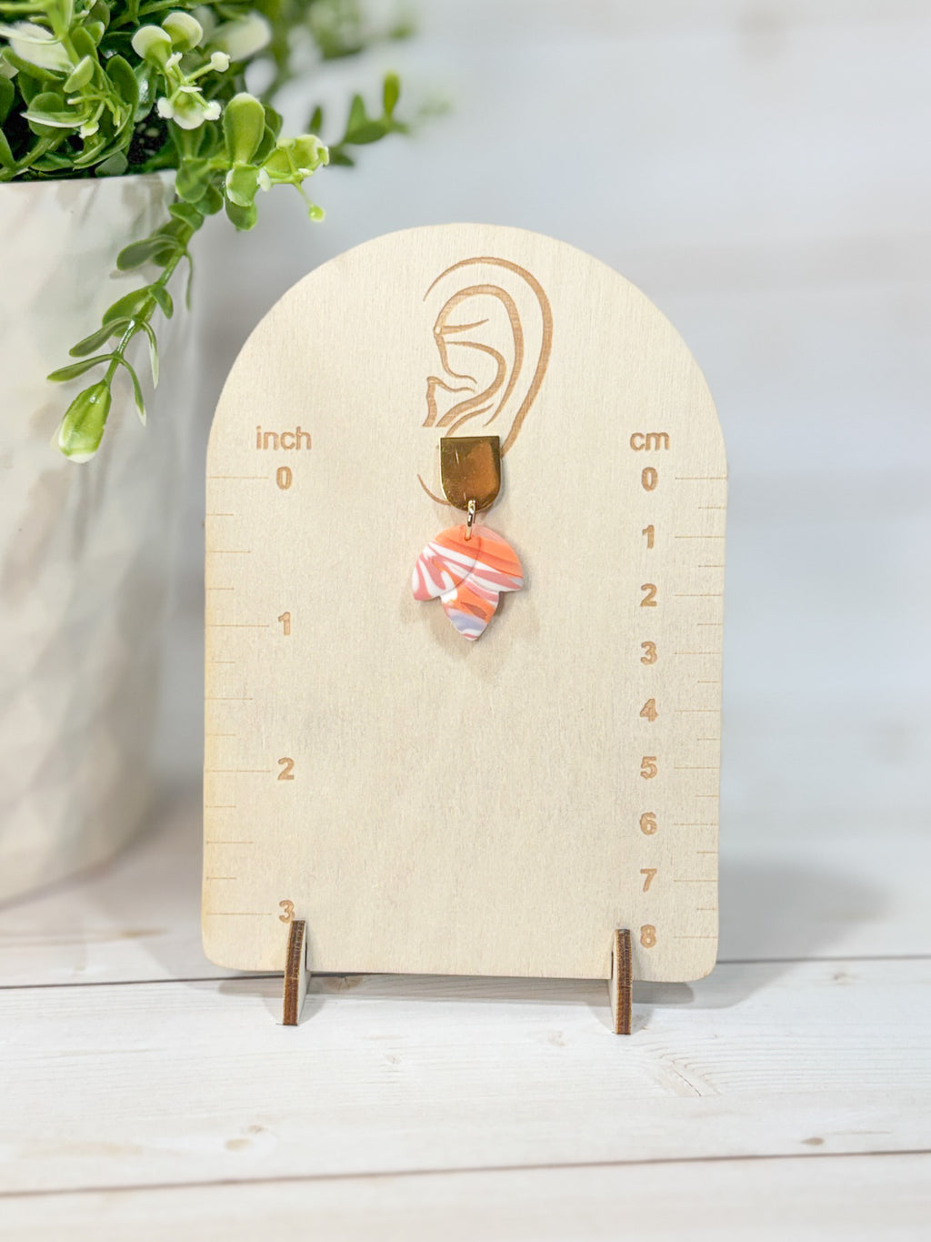 UC2 Orange, Purple & White Marble Upcycled Polymer Clay Dangling Earrings – Lightweight Polymer Clay Statement Jewelry