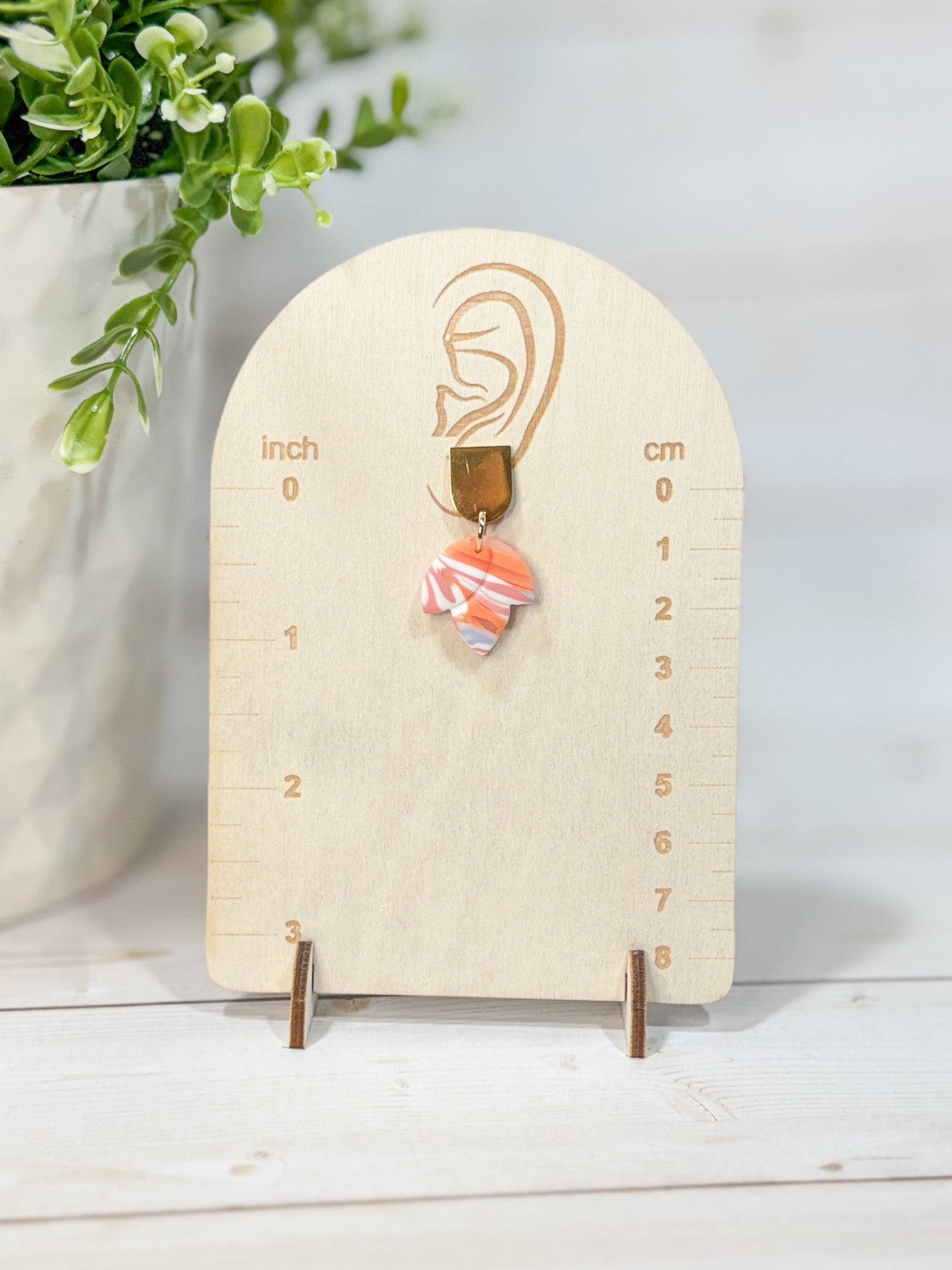 UC2 Orange, Purple & White Marble Upcycled Polymer Clay Dangling Earrings – Lightweight Polymer Clay Statement Jewelry
