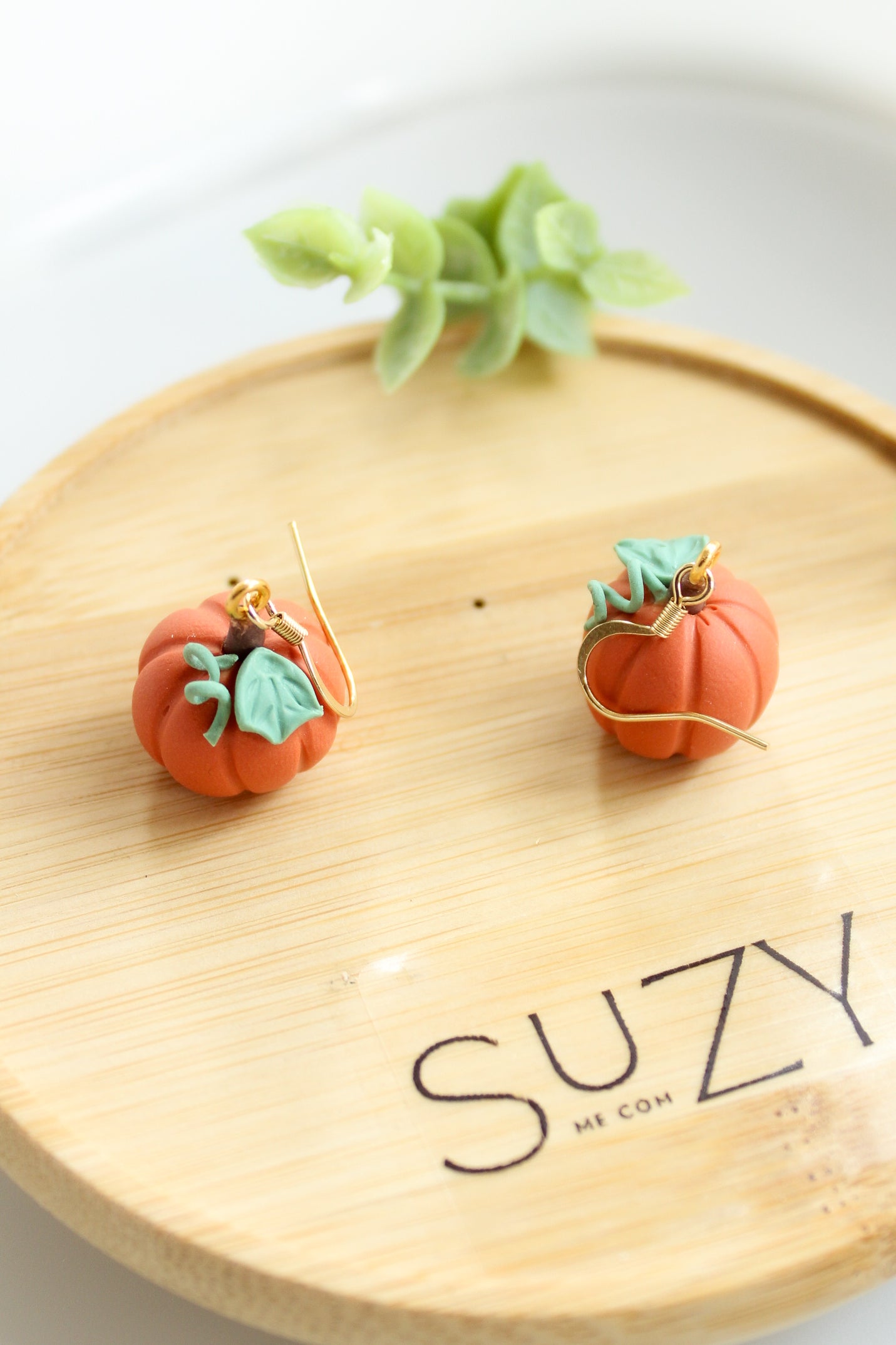 WA7 Whimsical Autumn Mini Pumpkin Earrings | Handmade 3D Polymer Clay Pumpkin Dangles | Cute Fall Earrings | Gift-able and Hypoallergenic