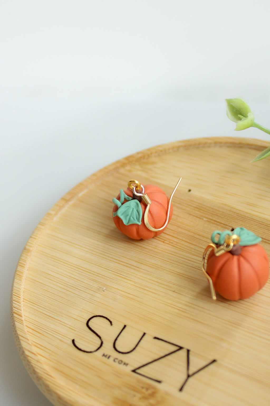 WA7 Whimsical Autumn Mini Pumpkin Earrings | Handmade 3D Polymer Clay Pumpkin Dangles | Cute Fall Earrings | Gift-able and Hypoallergenic