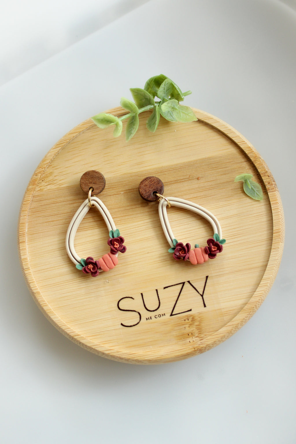 WA1 Whimsical Autumn Floral Statement Earrings | Handmade Polymer Clay Flower Dangle Earrings | Lightweight Fall Jewelry | Boutique Gift for Her