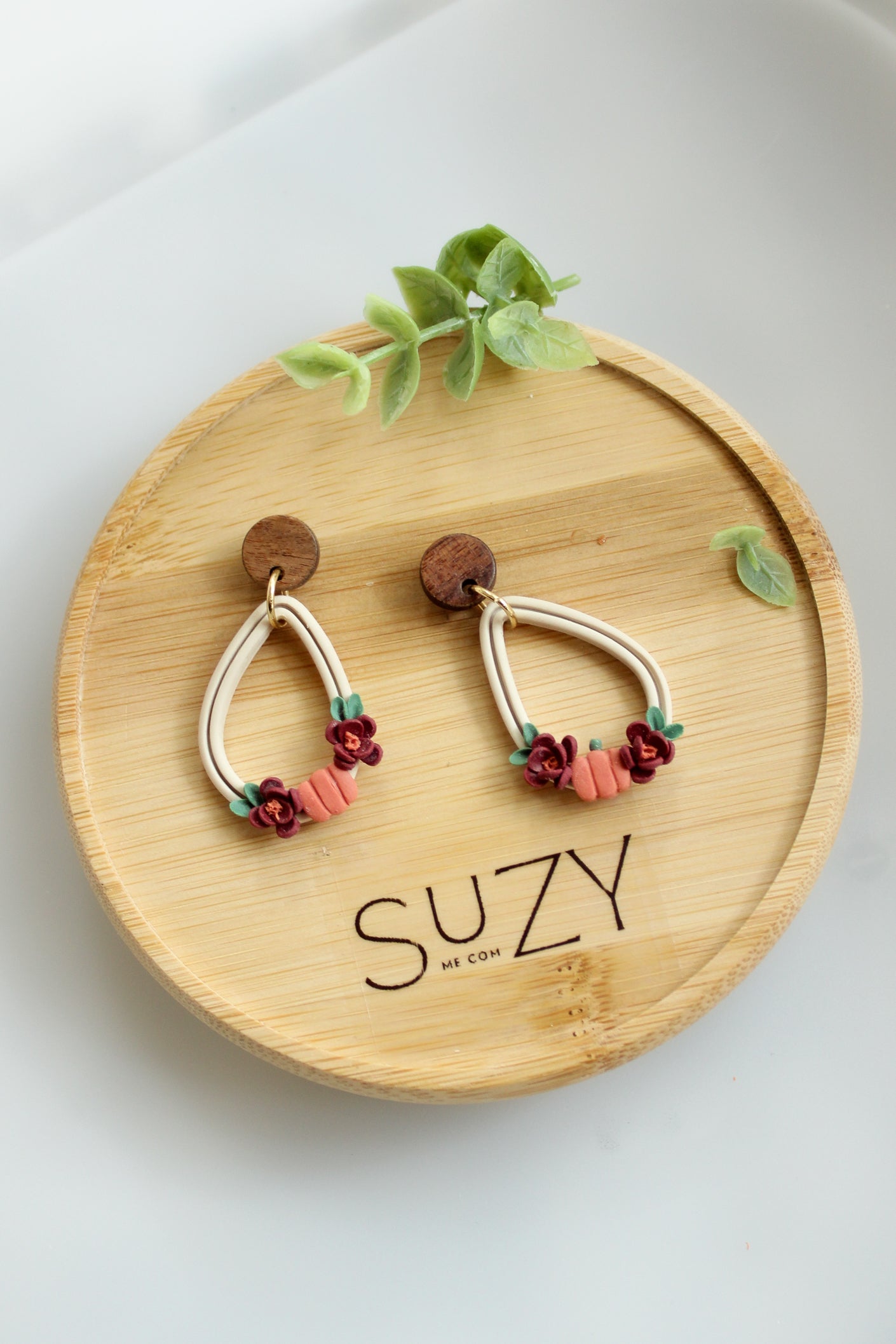 WA1 Whimsical Autumn Floral Statement Earrings | Handmade Polymer Clay Flower Dangle Earrings | Lightweight Fall Jewelry | Boutique Gift for Her