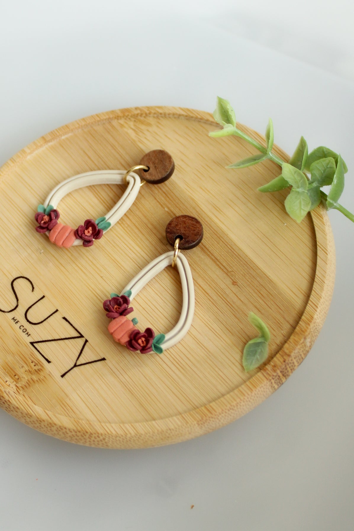 WA1 Whimsical Autumn Floral Statement Earrings | Handmade Polymer Clay Flower Dangle Earrings | Lightweight Fall Jewelry | Boutique Gift for Her