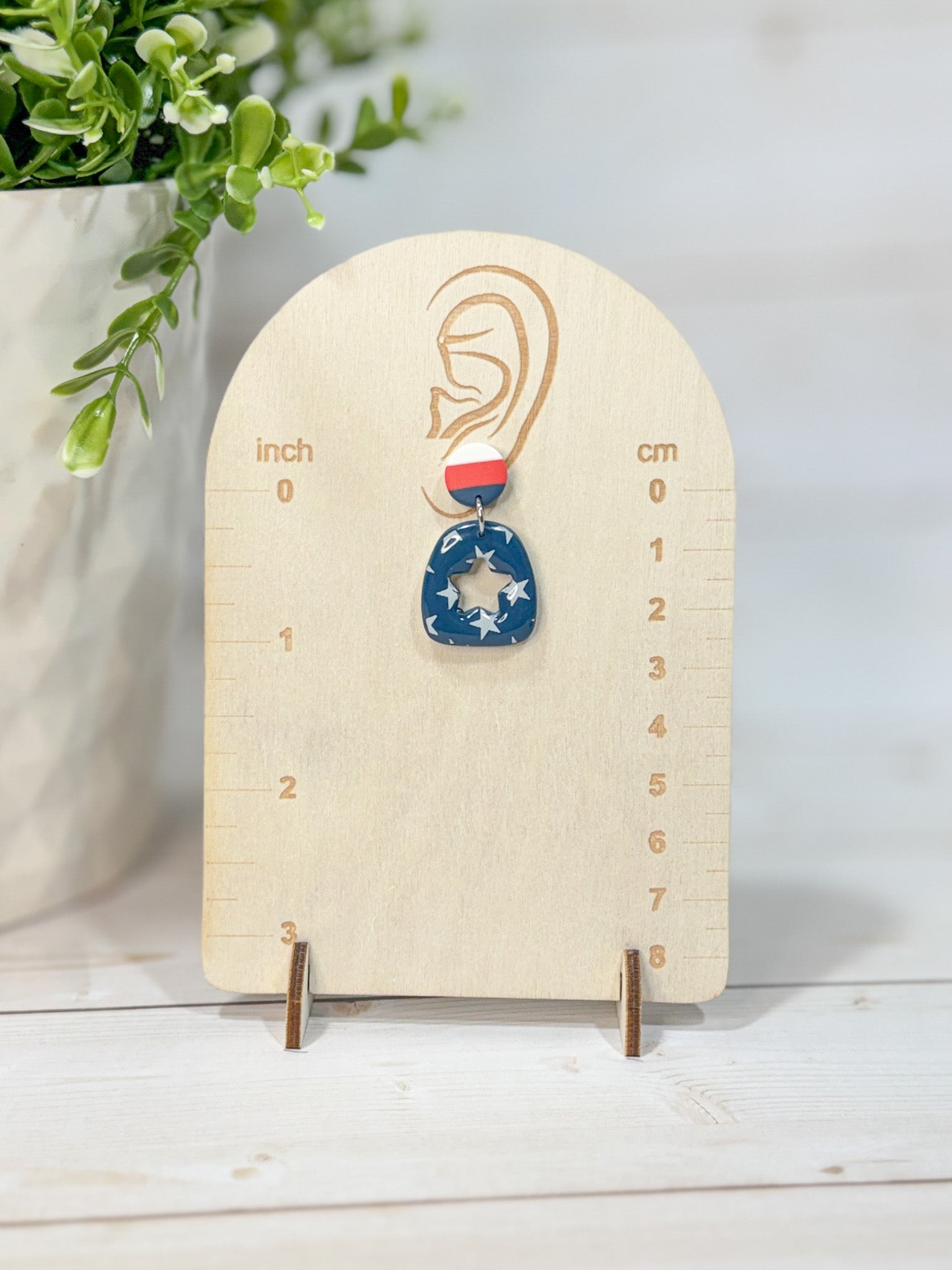 FSS23 Americana Red White and Blue Stars & Stripes Earrings | Patriotic Handmade Polymer Clay Hypoallergenic | 4th of July