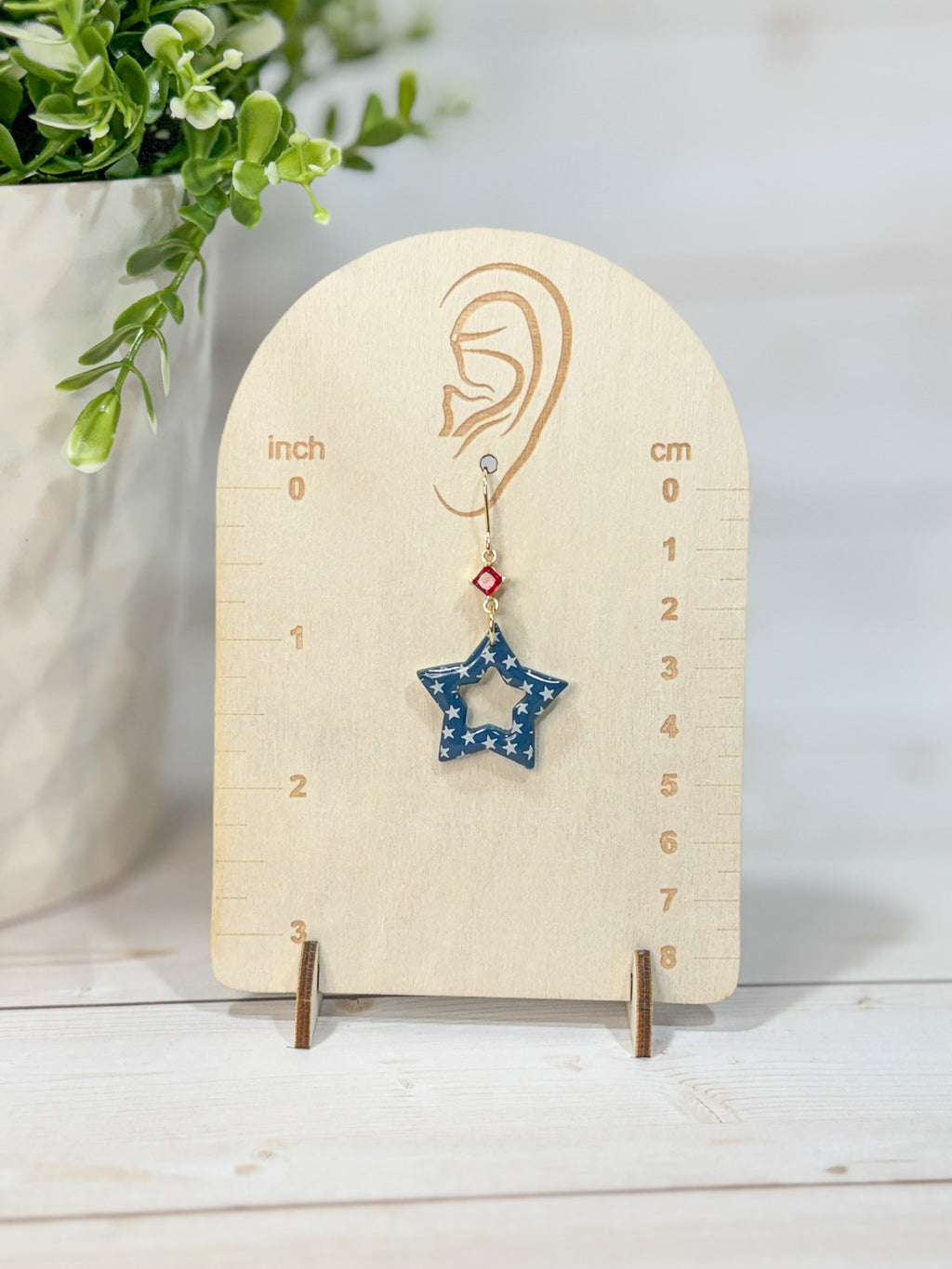 FSS17 Americana Red White and Blue Stars & Stripes Earrings | Patriotic Handmade Polymer Clay Hypoallergenic | 4th of July | Glass Crystal