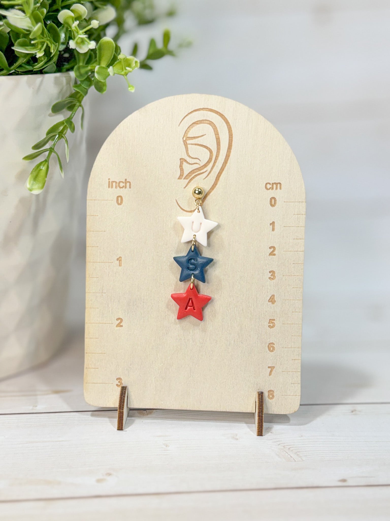 FSS13 Americana Red White and Blue Stars & Stripes Earrings | Patriotic Handmade Polymer Clay Hypoallergenic | 4th of July