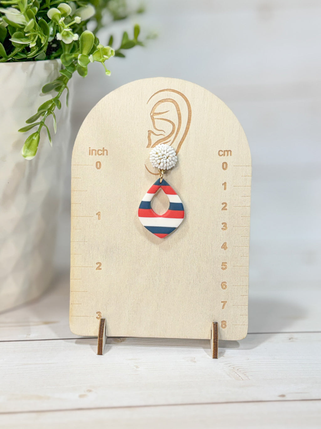 FSS9 Americana Red White and Blue Stars & Stripes Earrings | Patriotic Handmade Polymer Clay Hypoallergenic | 4th of July