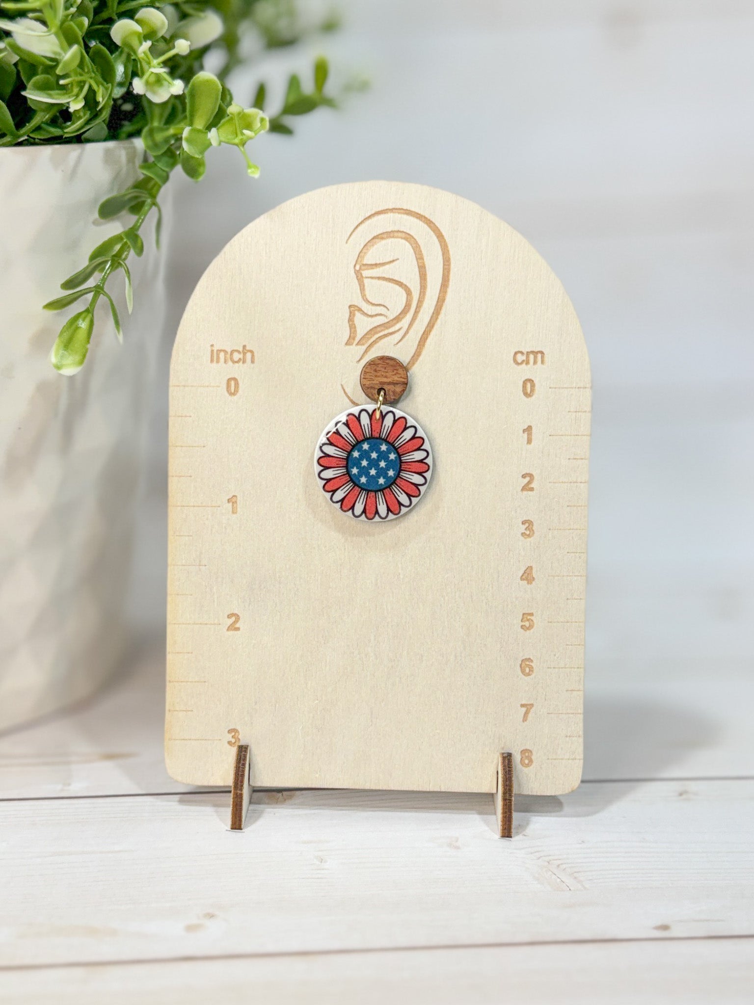 FSS7 Americana Red White and Blue Stars & Stripes Earrings | Patriotic Handmade Polymer Clay Hypoallergenic | 4th of July | Sunflower