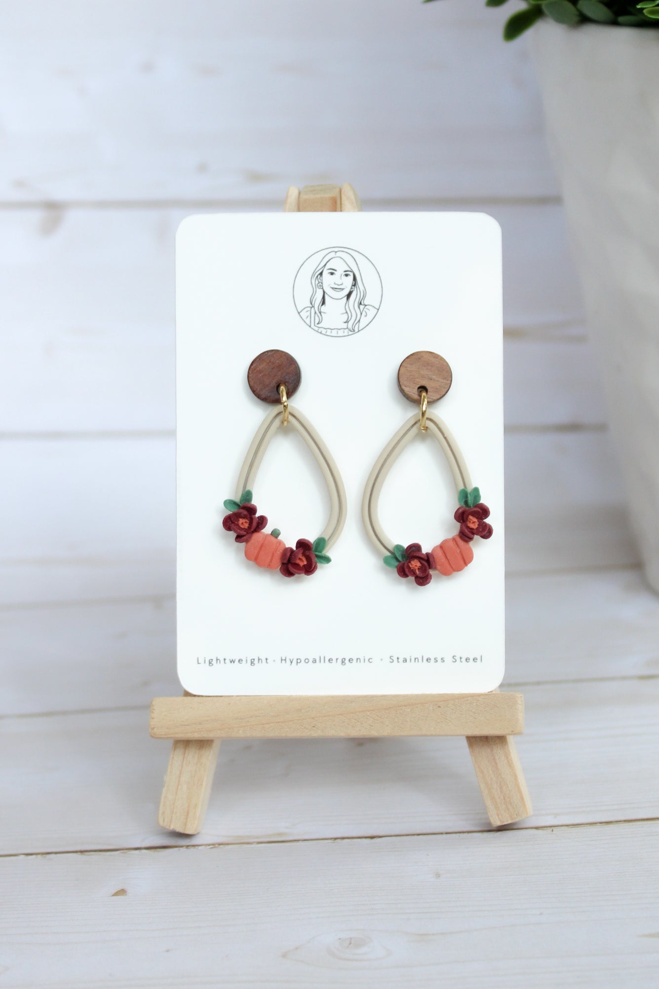 WA1 Whimsical Autumn Floral Statement Earrings | Handmade Polymer Clay Flower Dangle Earrings | Lightweight Fall Jewelry | Boutique Gift for Her