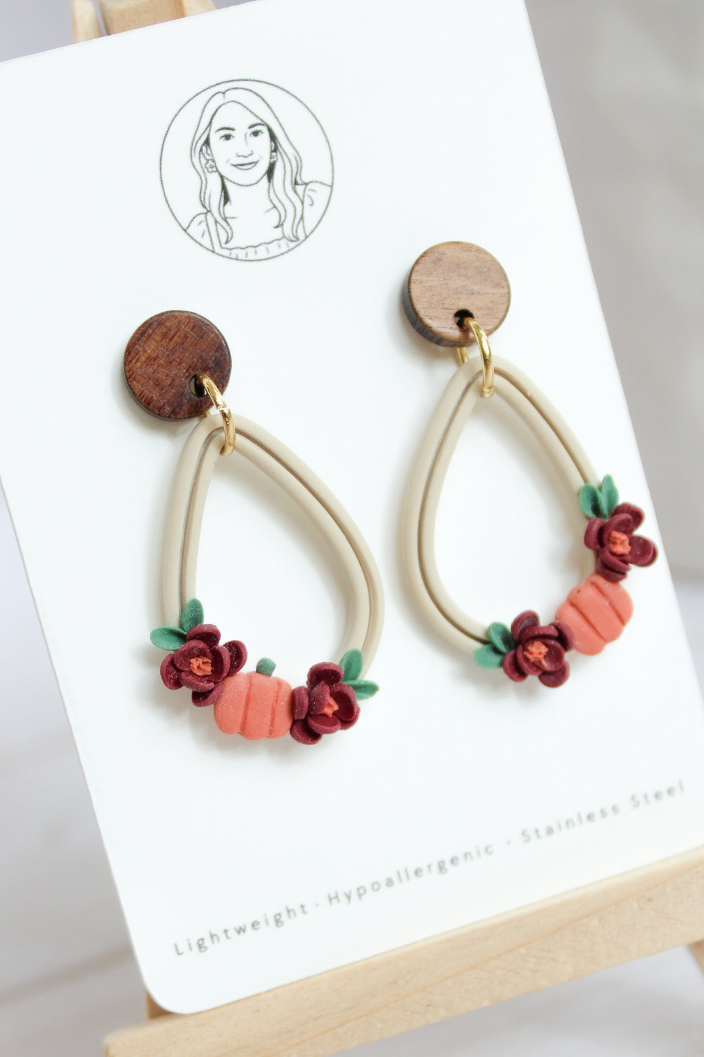 WA1 Whimsical Autumn Floral Statement Earrings | Handmade Polymer Clay Flower Dangle Earrings | Lightweight Fall Jewelry | Boutique Gift for Her