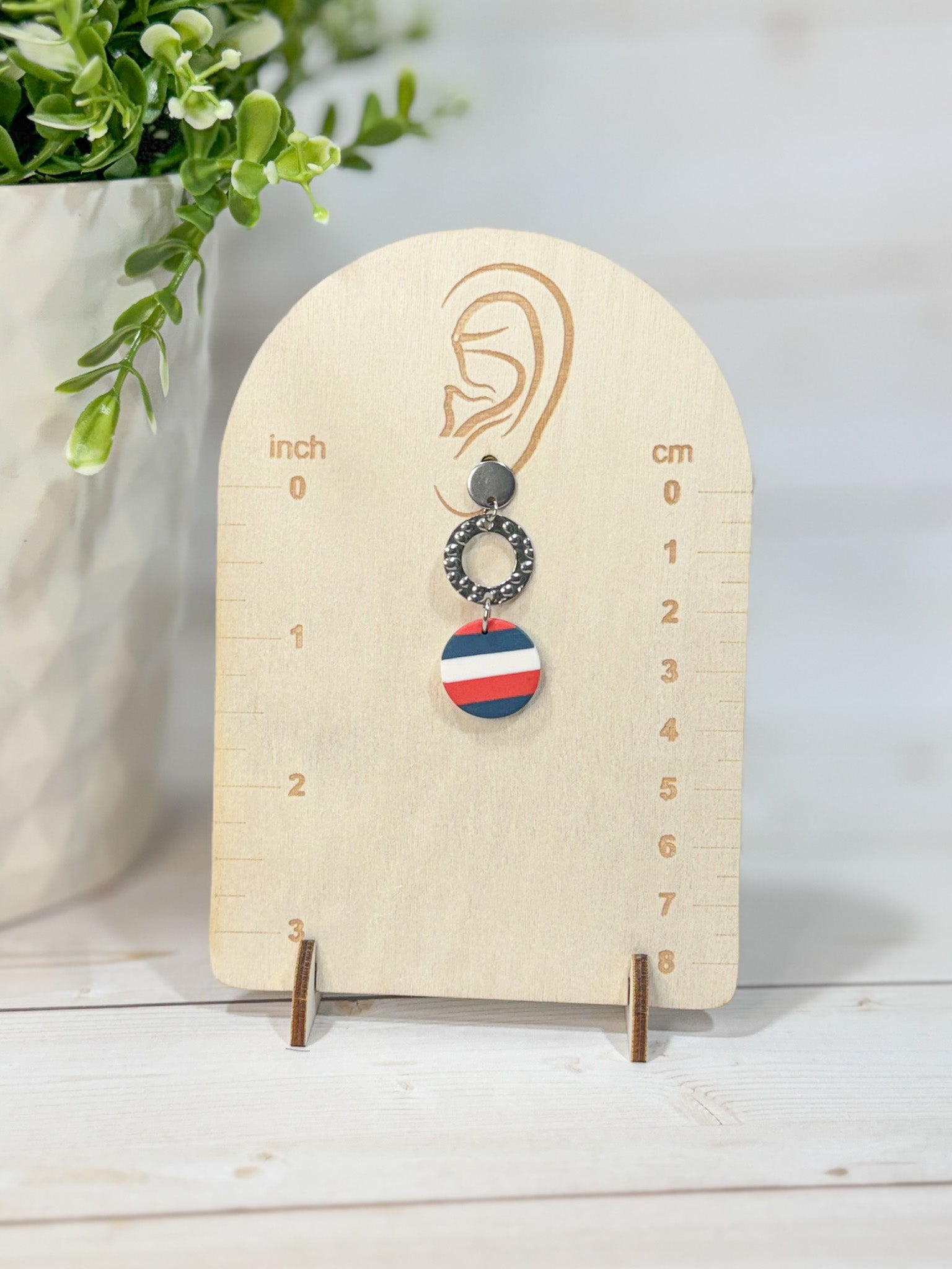 FSS22 Americana Red White and Blue Stars & Stripes Earrings | Patriotic Handmade Polymer Clay Hypoallergenic | 4th of July
