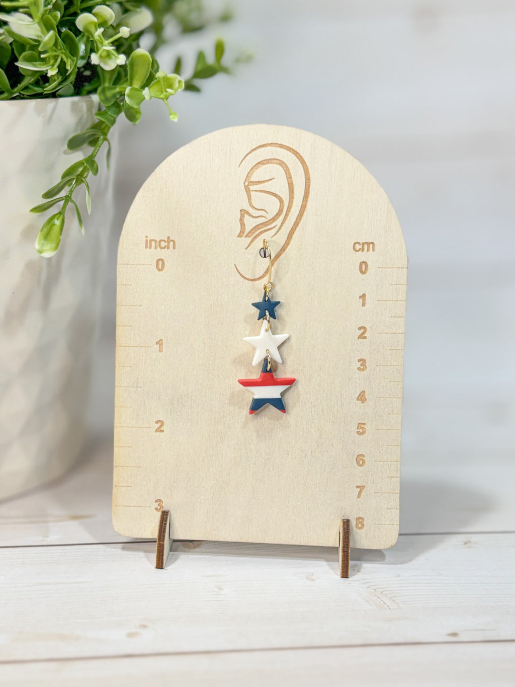FSS21 Americana Red White and Blue Stars & Stripes Earrings | Patriotic Handmade Polymer Clay Hypoallergenic | 4th of July