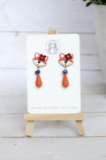 WA14 Whimsical Autumn Fox Earrings | Cute Fall Dangles with Wood | Handmade Polymer Clay Jewelry | Lightweight