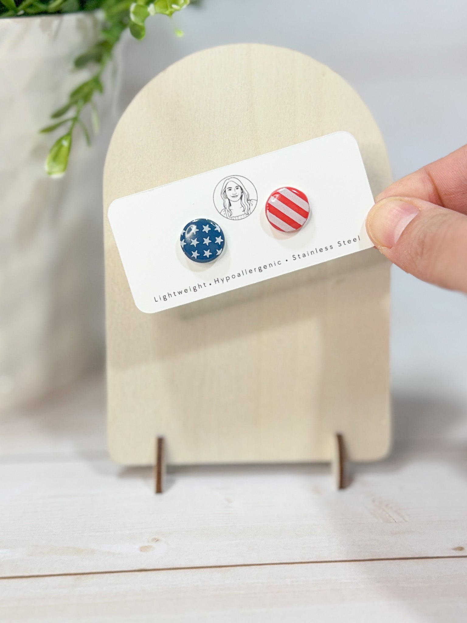 FSS24 Americana Red White and Blue Stars & Stripes STUD | Patriotic Handmade Polymer Clay Hypoallergenic | 4th of July