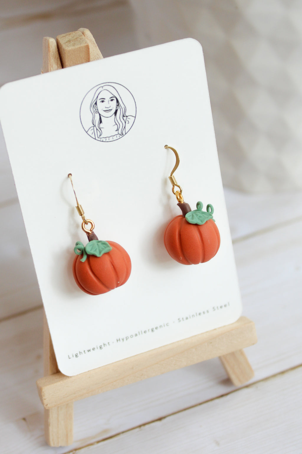WA7 Whimsical Autumn Mini Pumpkin Earrings | Handmade 3D Polymer Clay Pumpkin Dangles | Cute Fall Earrings | Gift-able and Hypoallergenic