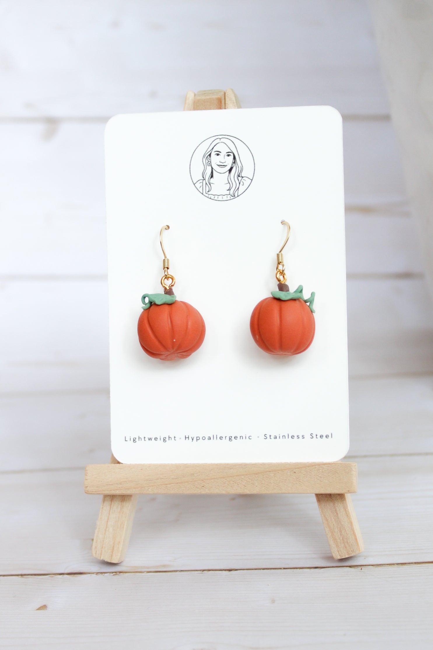 WA7 Whimsical Autumn Mini Pumpkin Earrings | Handmade 3D Polymer Clay Pumpkin Dangles | Cute Fall Earrings | Gift-able and Hypoallergenic
