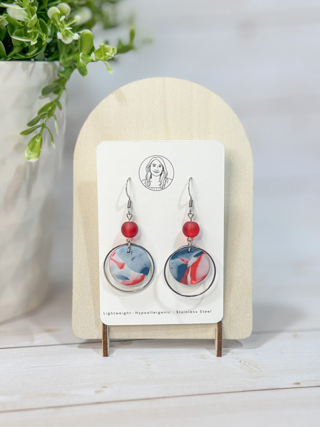 FSS19 Americana Red White and Blue Stars & Stripes Earrings | Patriotic Handmade Polymer Clay Hypoallergenic | 4th of July