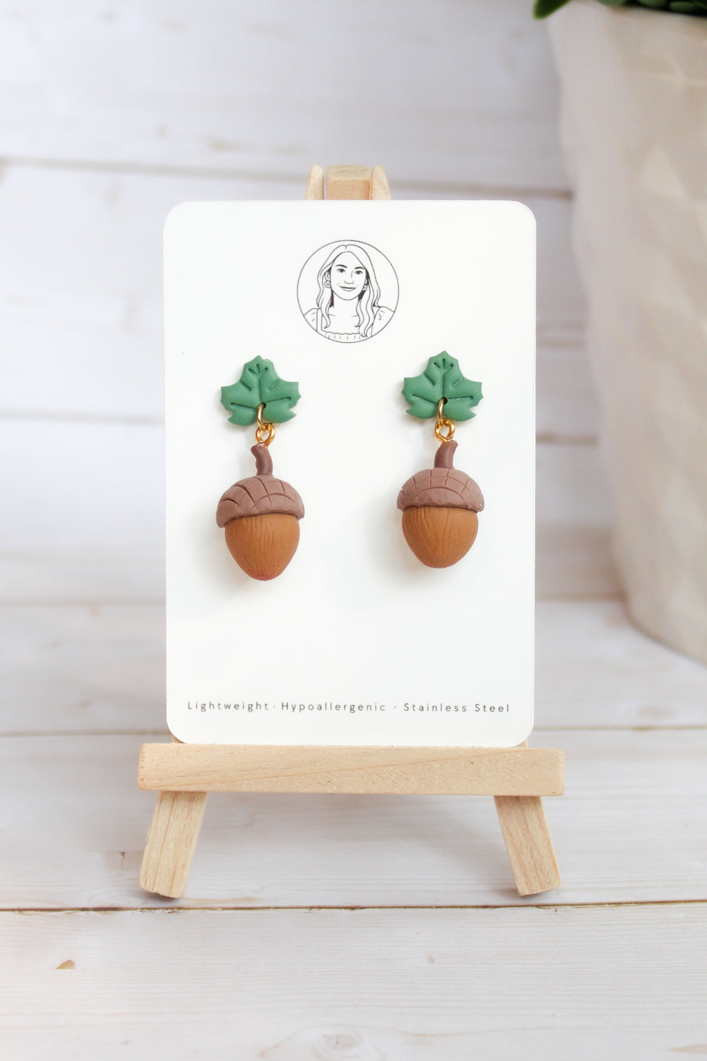 WA9 Whimsical Autumn Acorn Earrings | Handmade 3D Polymer Clay Pumpkin Dangles | Cute Fall Earrings | Gift-able and Hypoallergenic