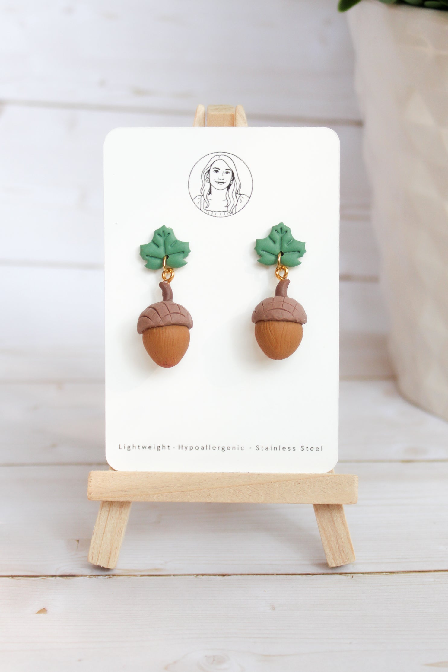 WA9 Whimsical Autumn Acorn Earrings | Handmade 3D Polymer Clay Pumpkin Dangles | Cute Fall Earrings | Gift-able and Hypoallergenic