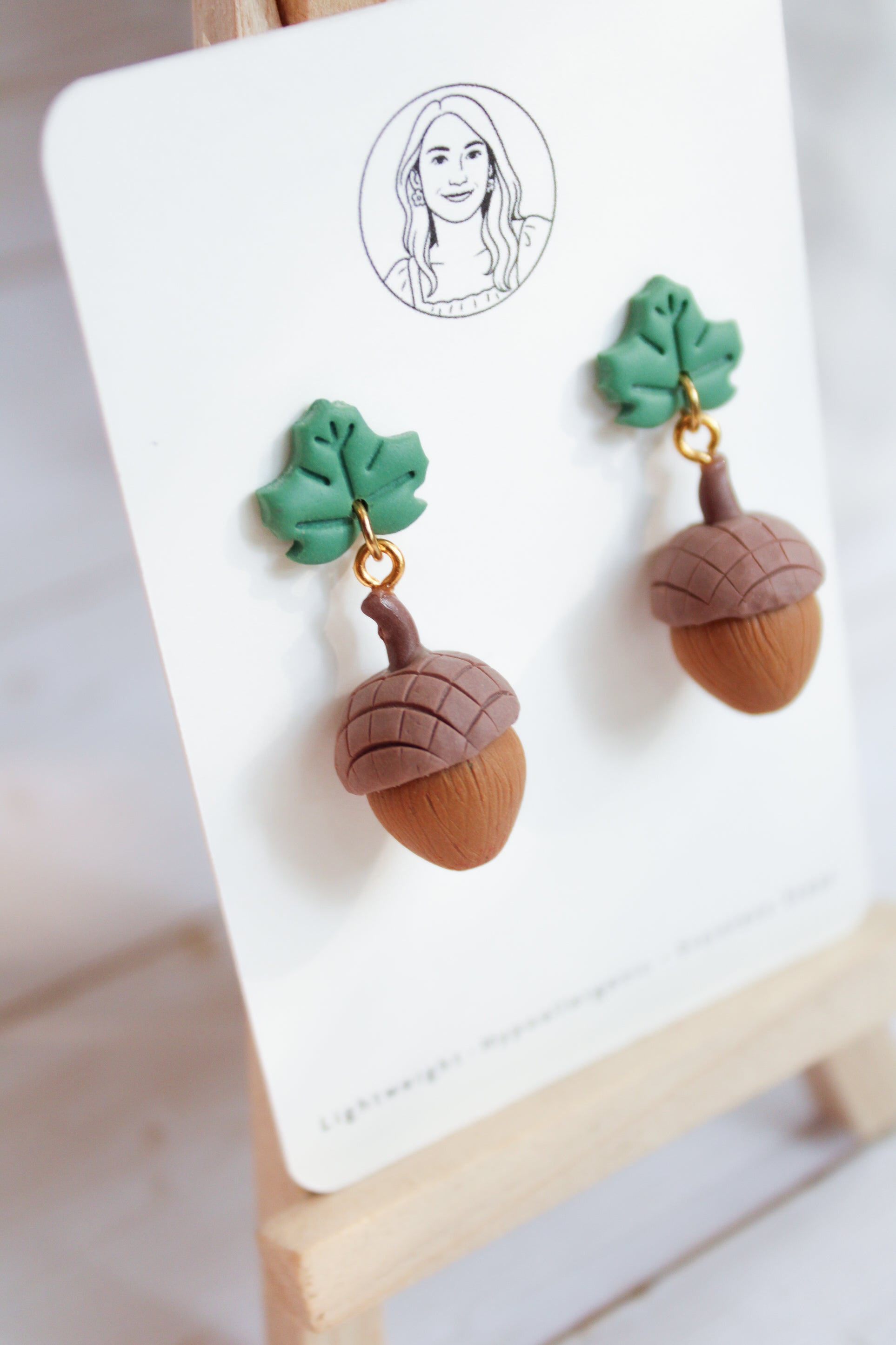 WA9 Whimsical Autumn Acorn Earrings | Handmade 3D Polymer Clay Pumpkin Dangles | Cute Fall Earrings | Gift-able and Hypoallergenic