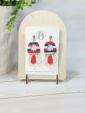 FSS1 Americana Red White and Blue Stars & Stripes Earrings | Patriotic Handmade Polymer Clay Hypoallergenic | 4th of July