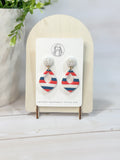 FSS9 Americana Red White and Blue Stars & Stripes Earrings | Patriotic Handmade Polymer Clay Hypoallergenic | 4th of July