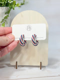 FSS25 Americana Red White and Blue Stars & Stripes Hoops | Patriotic Handmade Polymer Clay Hypoallergenic | 4th of July (Copy)