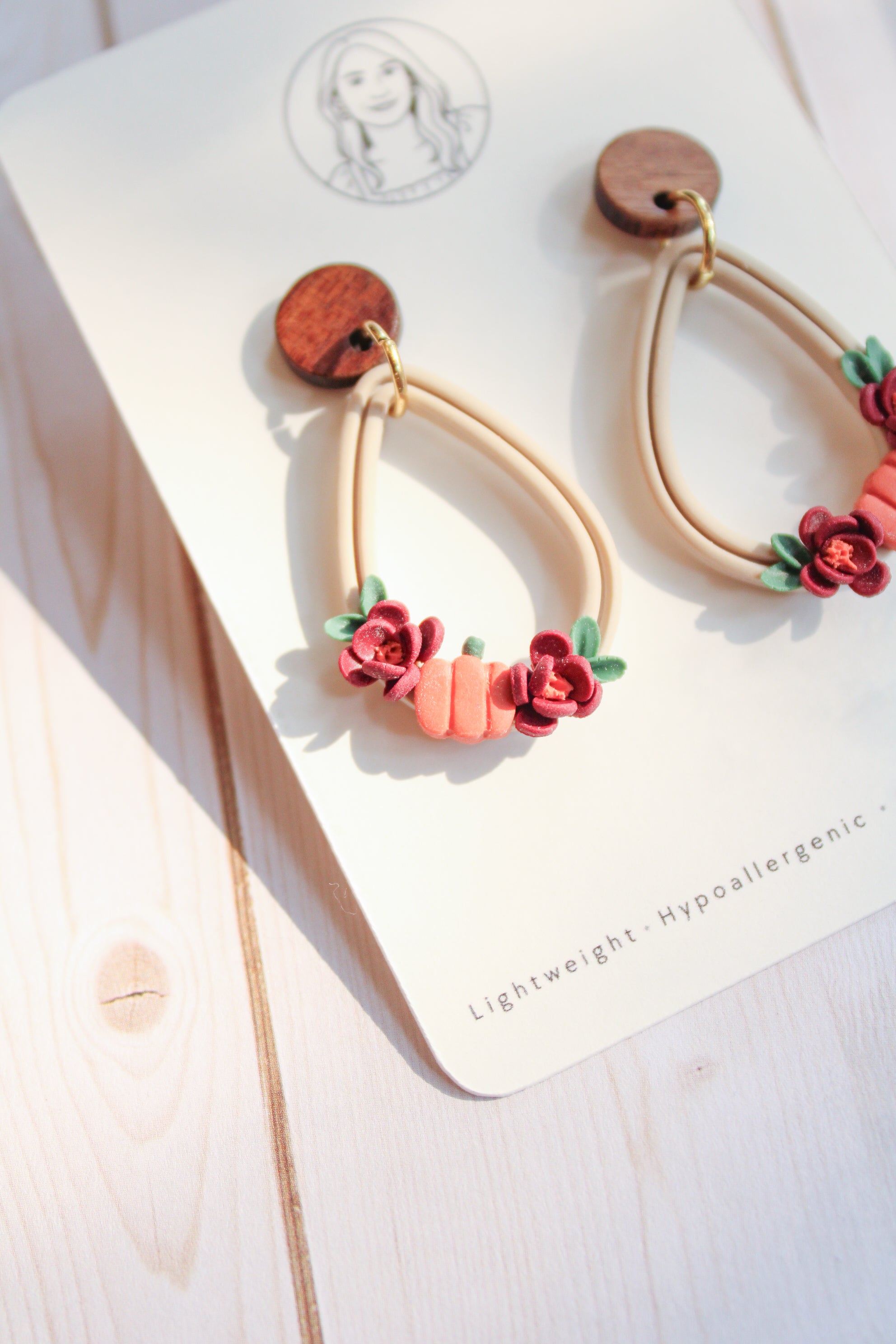 WA1 Whimsical Autumn Floral Statement Earrings | Handmade Polymer Clay Flower Dangle Earrings | Lightweight Fall Jewelry | Boutique Gift for Her