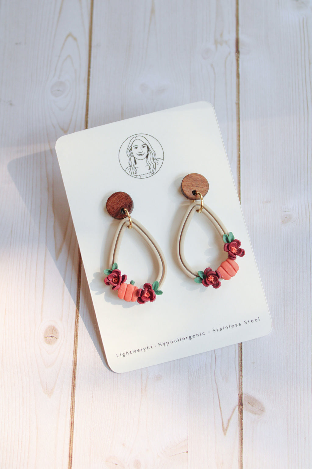 WA1 Whimsical Autumn Floral Statement Earrings | Handmade Polymer Clay Flower Dangle Earrings | Lightweight Fall Jewelry | Boutique Gift for Her