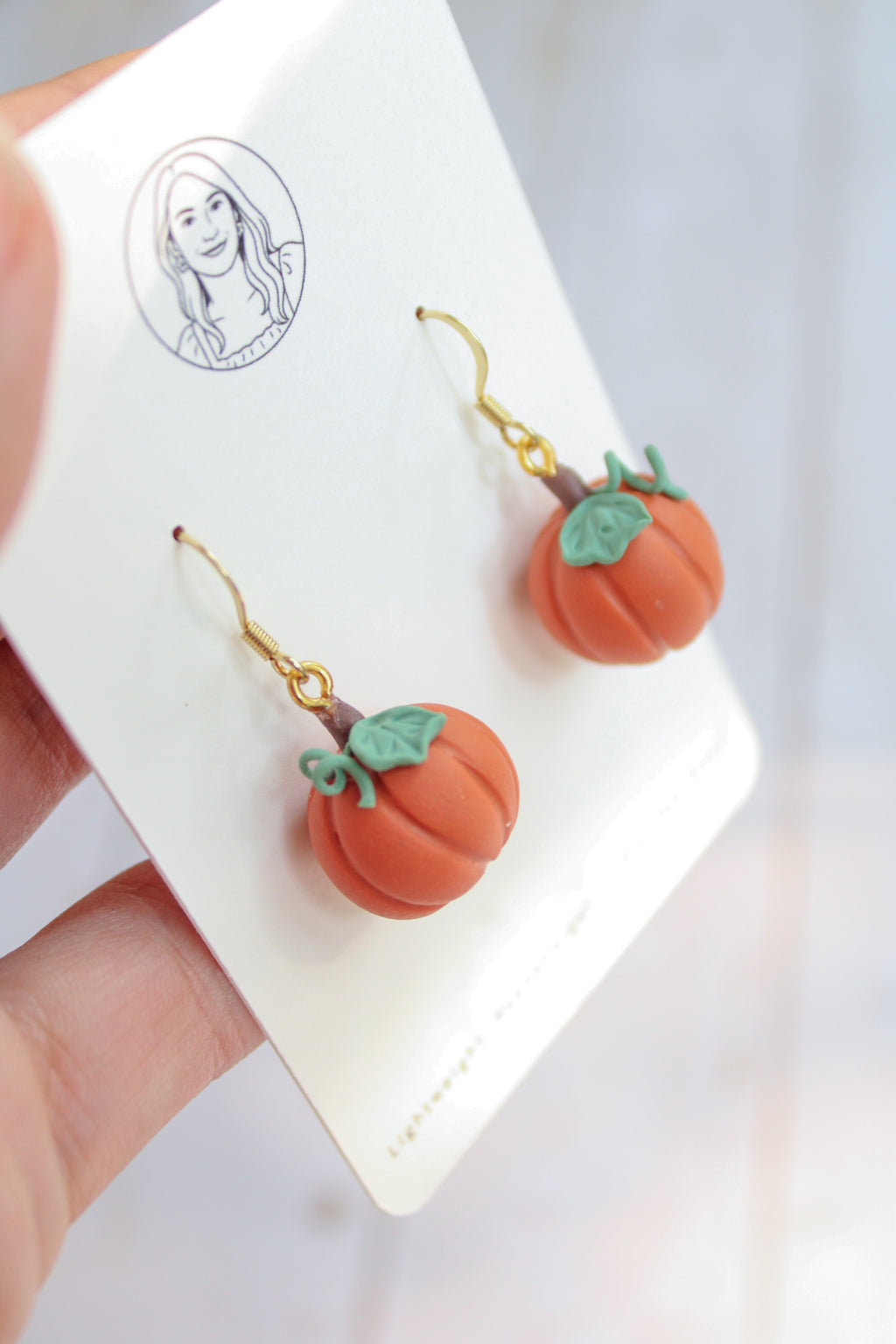 WA7 Whimsical Autumn Mini Pumpkin Earrings | Handmade 3D Polymer Clay Pumpkin Dangles | Cute Fall Earrings | Gift-able and Hypoallergenic