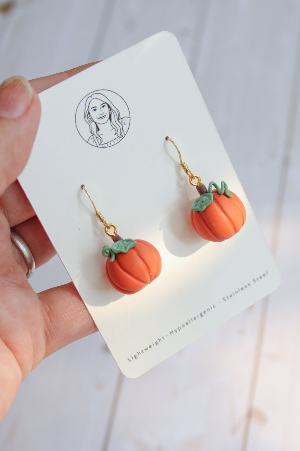 WA7 Whimsical Autumn Mini Pumpkin Earrings | Handmade 3D Polymer Clay Pumpkin Dangles | Cute Fall Earrings | Gift-able and Hypoallergenic