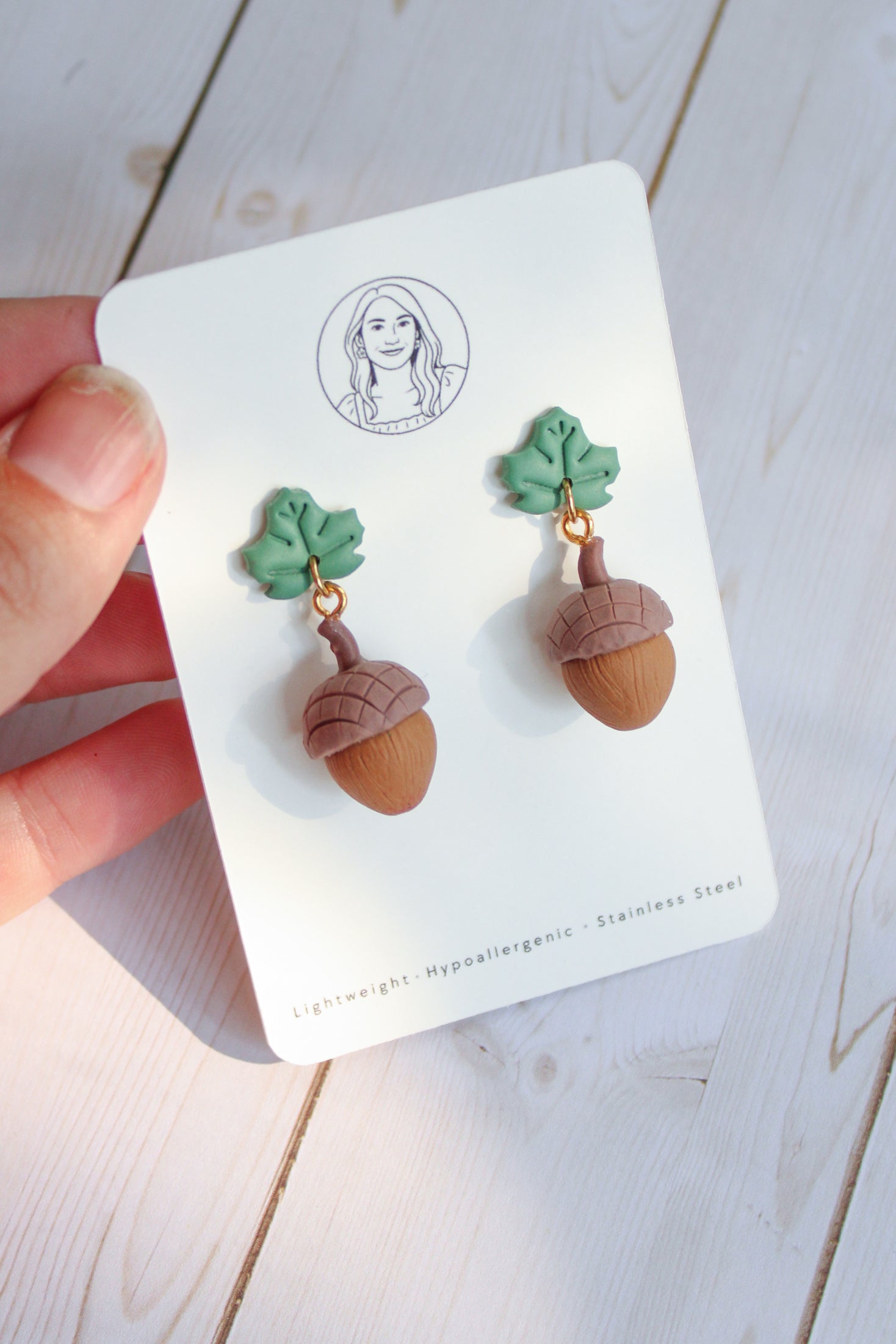 WA9 Whimsical Autumn Acorn Earrings | Handmade 3D Polymer Clay Pumpkin Dangles | Cute Fall Earrings | Gift-able and Hypoallergenic