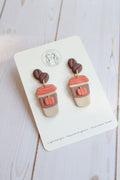 WA10 Whimsical Autumn Pumpkin Spice Latte Earrings | Coffee Lover Fall Earrings | Handmade Polymer Clay Jewelry | Lightweight