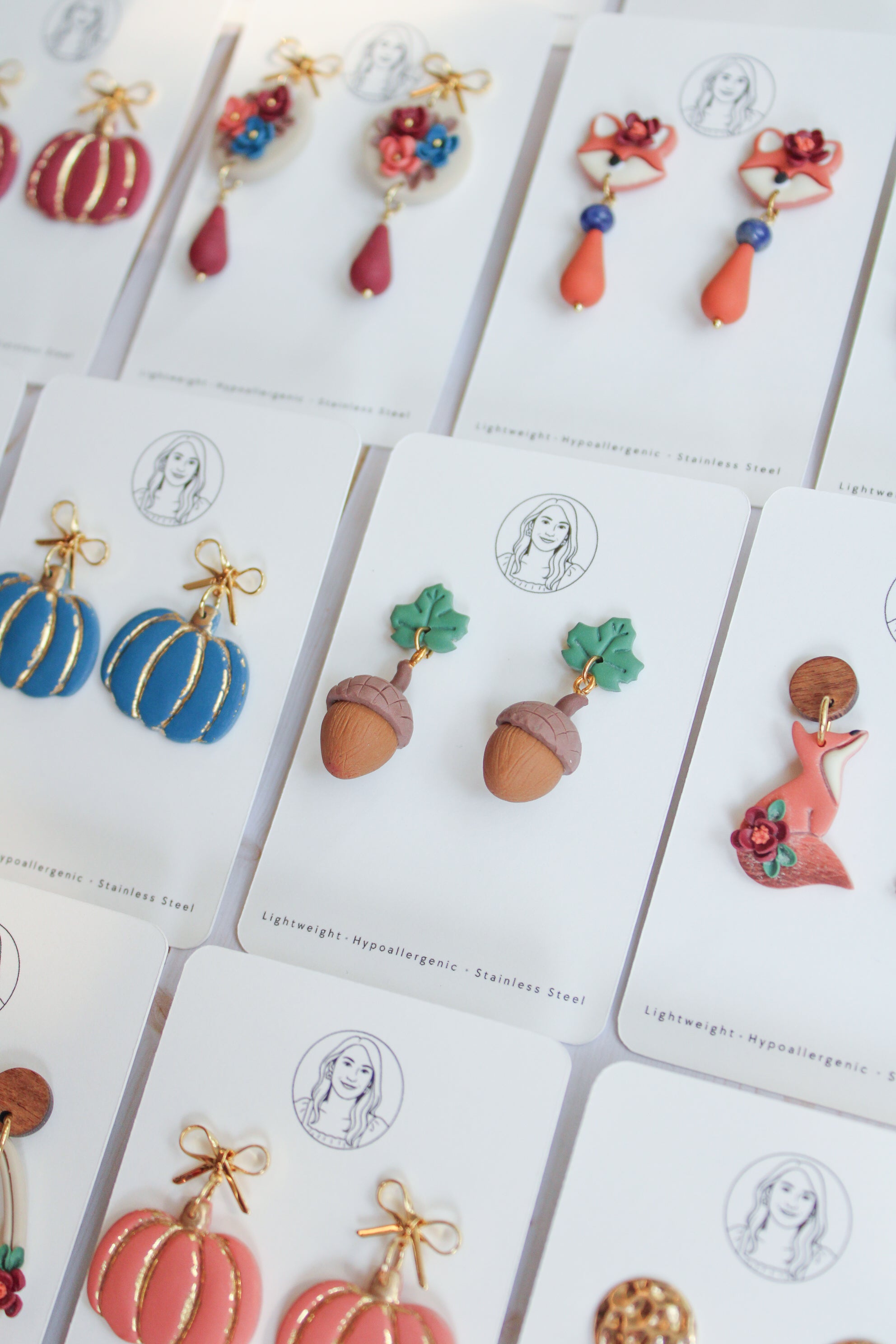 WA9 Whimsical Autumn Acorn Earrings | Handmade 3D Polymer Clay Pumpkin Dangles | Cute Fall Earrings | Gift-able and Hypoallergenic