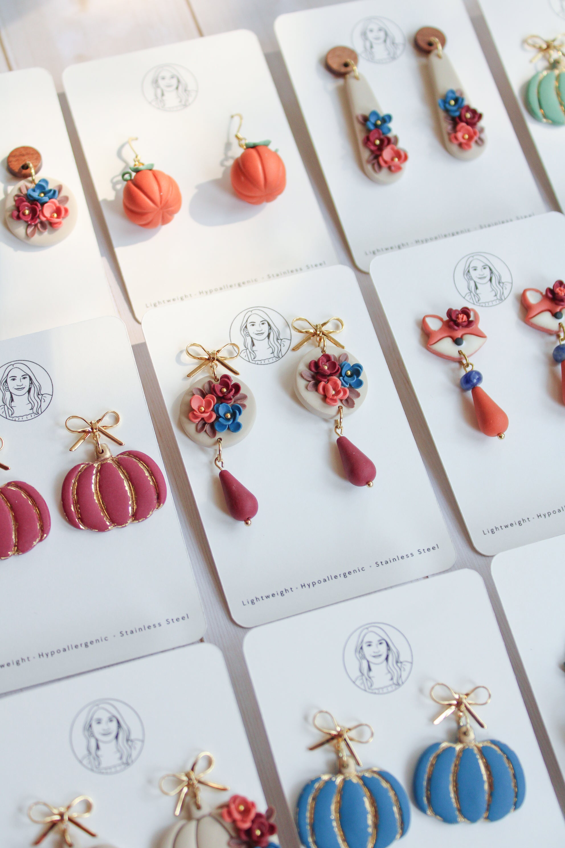 WA7 Whimsical Autumn Mini Pumpkin Earrings | Handmade 3D Polymer Clay Pumpkin Dangles | Cute Fall Earrings | Gift-able and Hypoallergenic