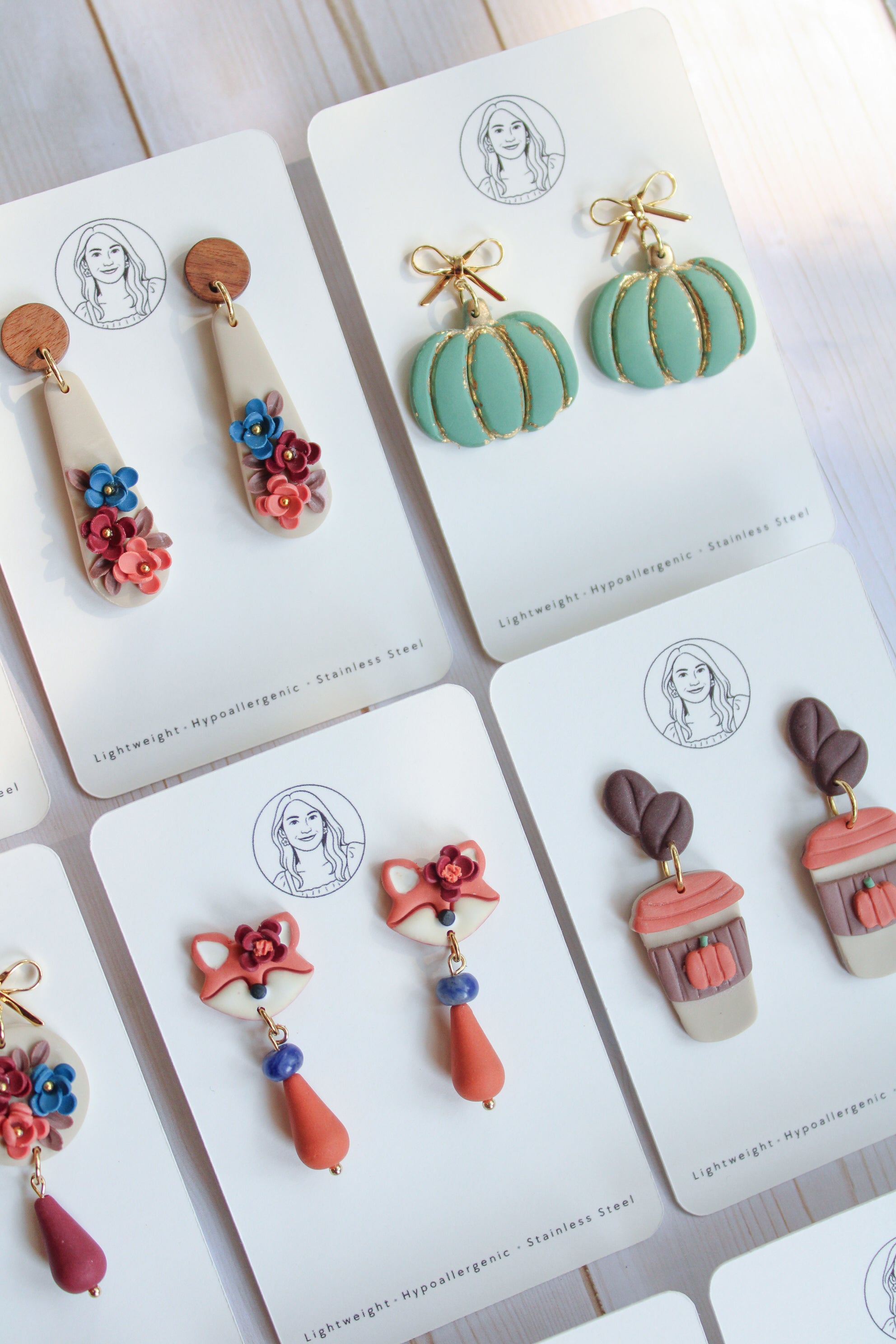 WA10 Whimsical Autumn Pumpkin Spice Latte Earrings | Coffee Lover Fall Earrings | Handmade Polymer Clay Jewelry | Lightweight