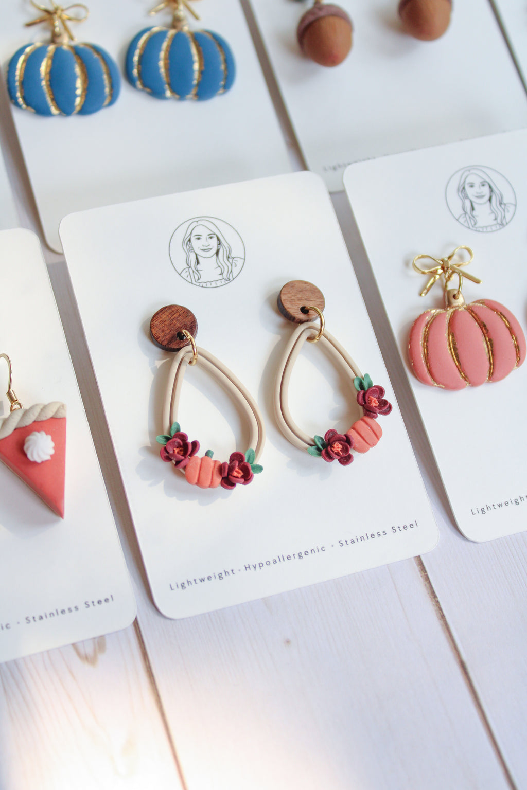 WA1 Whimsical Autumn Floral Statement Earrings | Handmade Polymer Clay Flower Dangle Earrings | Lightweight Fall Jewelry | Boutique Gift for Her