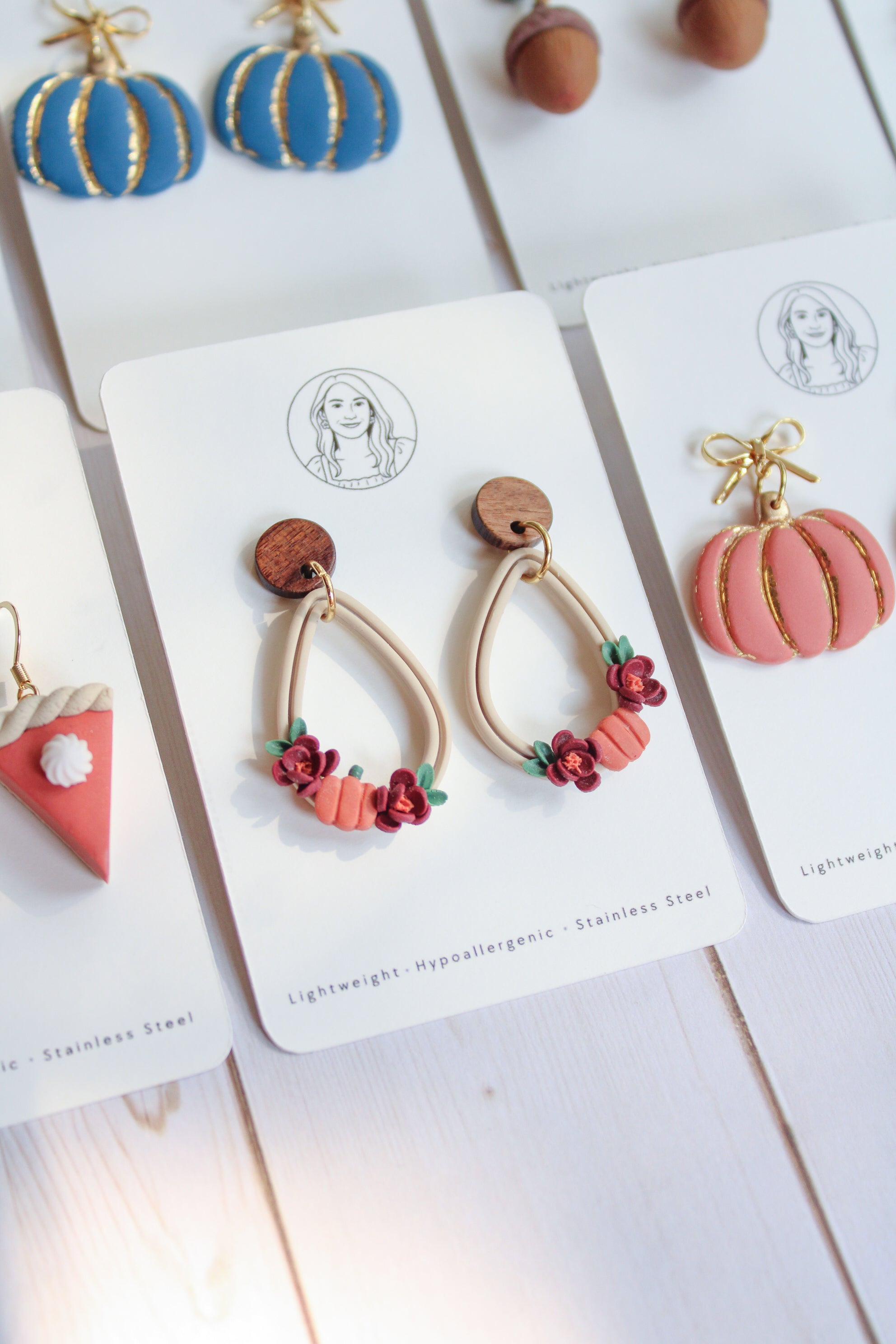 WA1 Whimsical Autumn Floral Statement Earrings | Handmade Polymer Clay Flower Dangle Earrings | Lightweight Fall Jewelry | Boutique Gift for Her