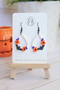 LH4 Floral Bat Earrings – Cute Halloween Polymer Clay Lightweight Dangle Earrings | Hypoallergenic Stainless Steel | Gift for Her | Boutique