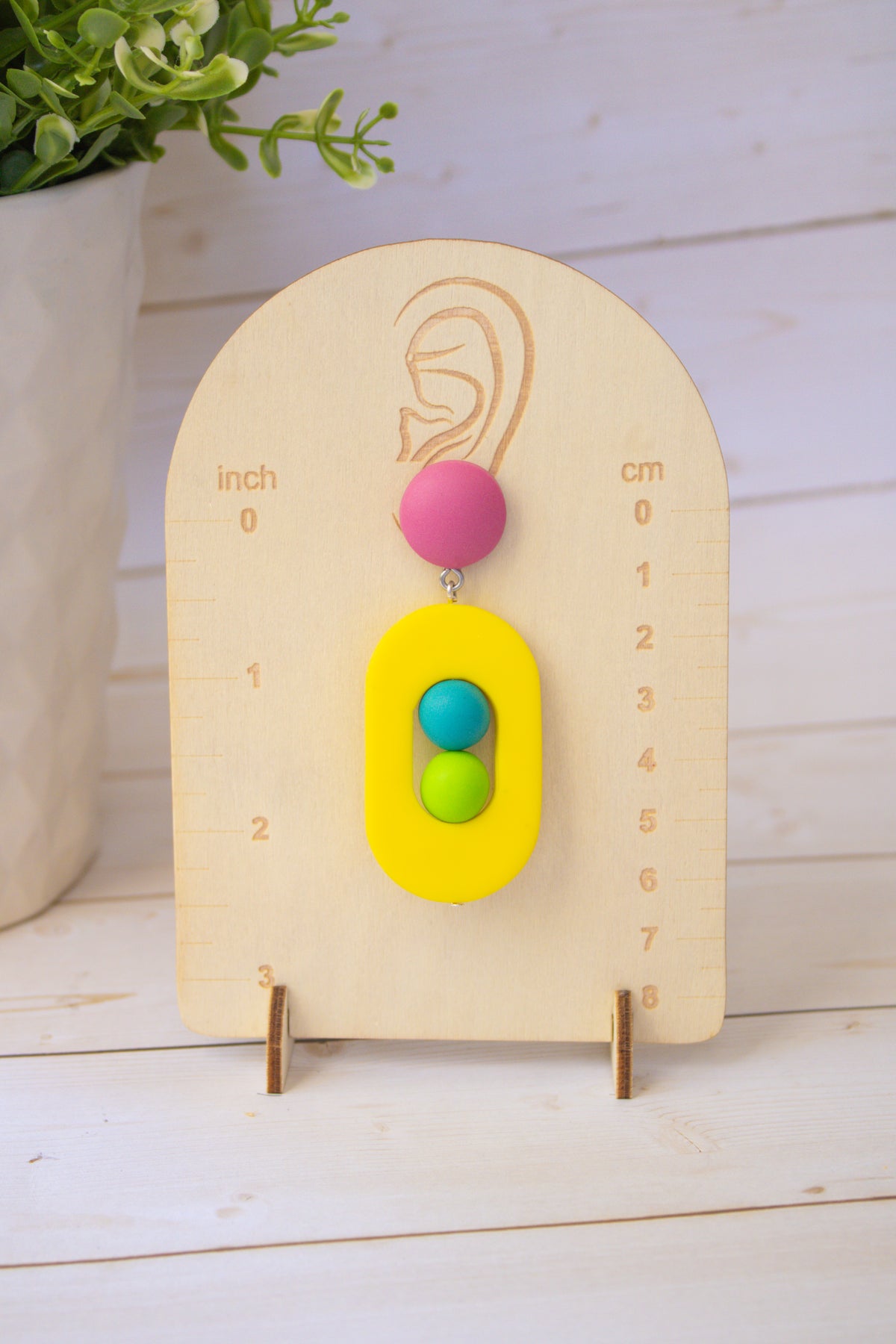 RR6 Color Me Happy – Bright Yellow Geometric Statement Dangle Earrings | Handmade Polymer Clay Hypoallergenic | Boutique Gift