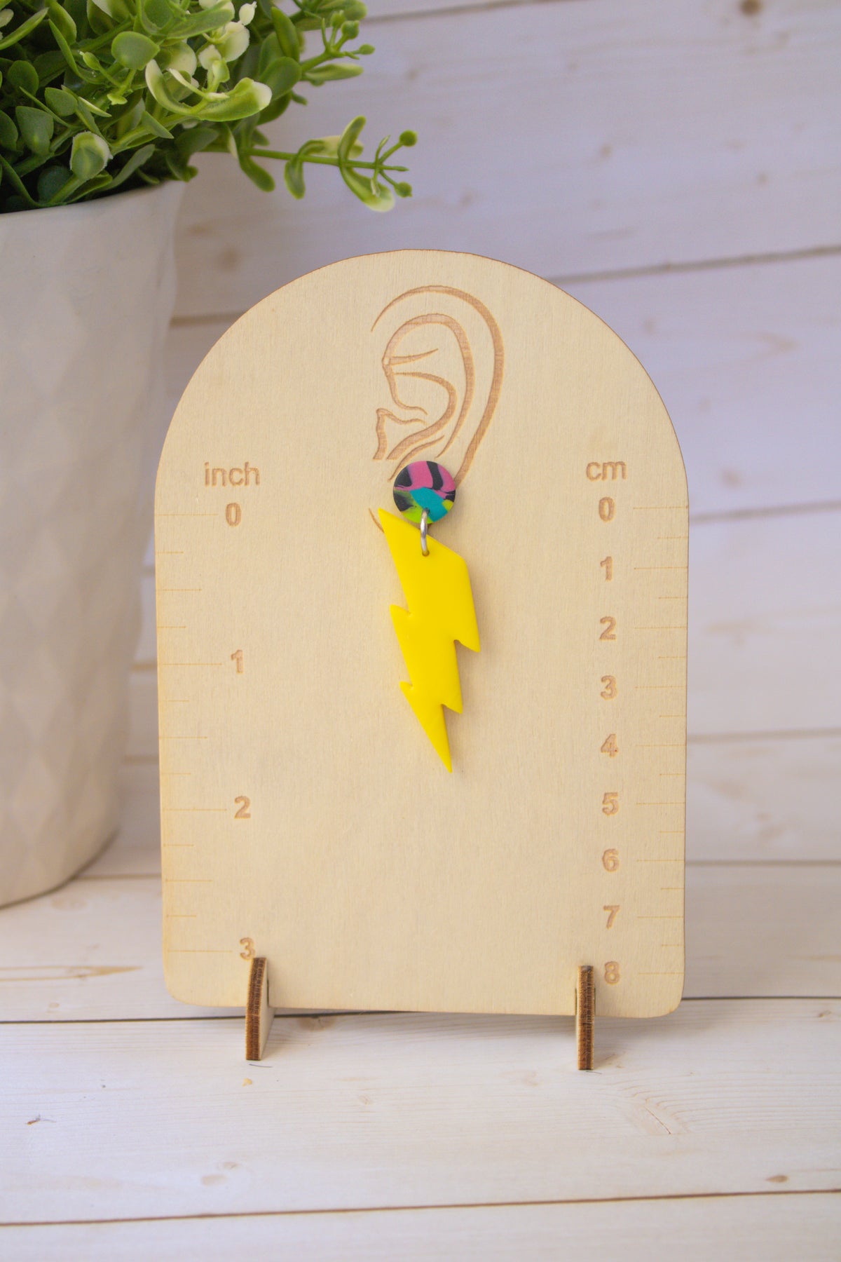 RR7 Electric Avenue – Yellow Lightning Bolt 80s 90s Inspired Earrings | Handmade Polymer Clay Hypoallergenic | Boutique Gift