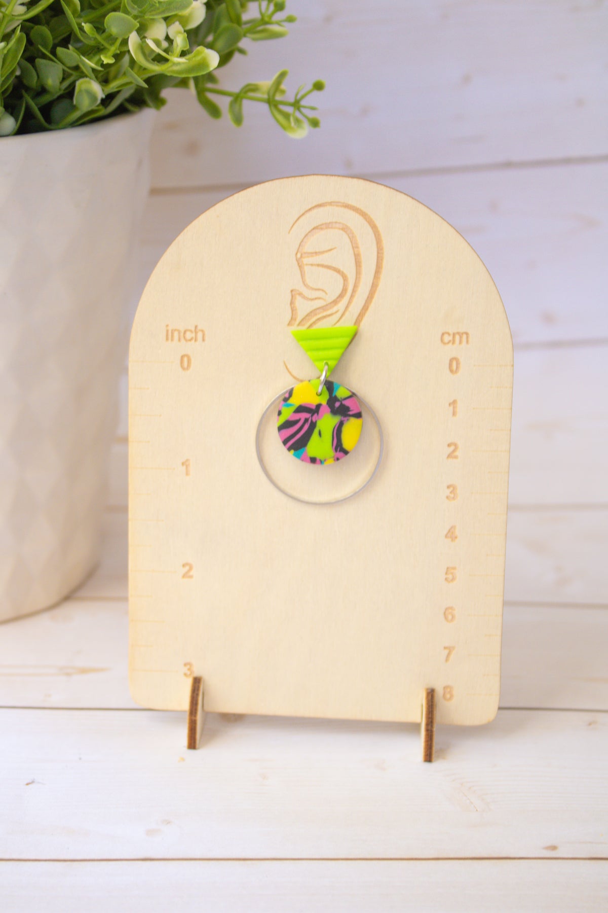 RR5 Retro Remix – Colorful Abstract Print Silver Hoop Earrings | Handmade Polymer Clay Hypoallergenic | Boutique Gift
