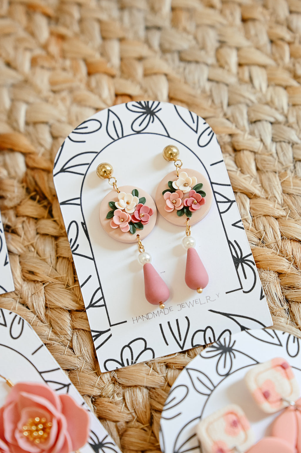 RV5 Blush Garden Floral Earrings – Lightweight Statement Jewelry, Boutique Gift for Her
