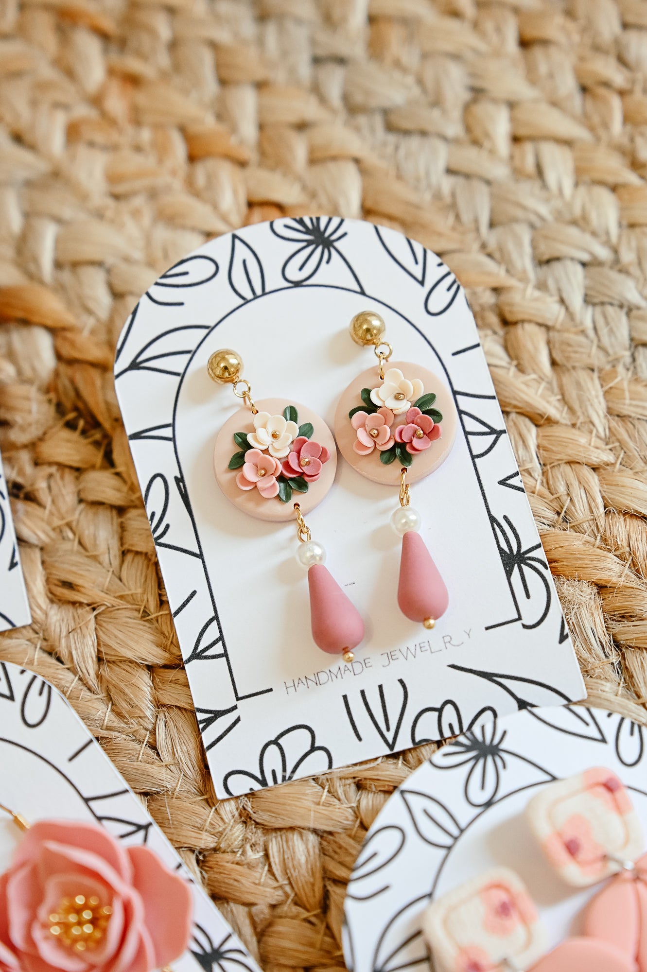 RV5 Blush Garden Floral Earrings – Lightweight Statement Jewelry, Boutique Gift for Her