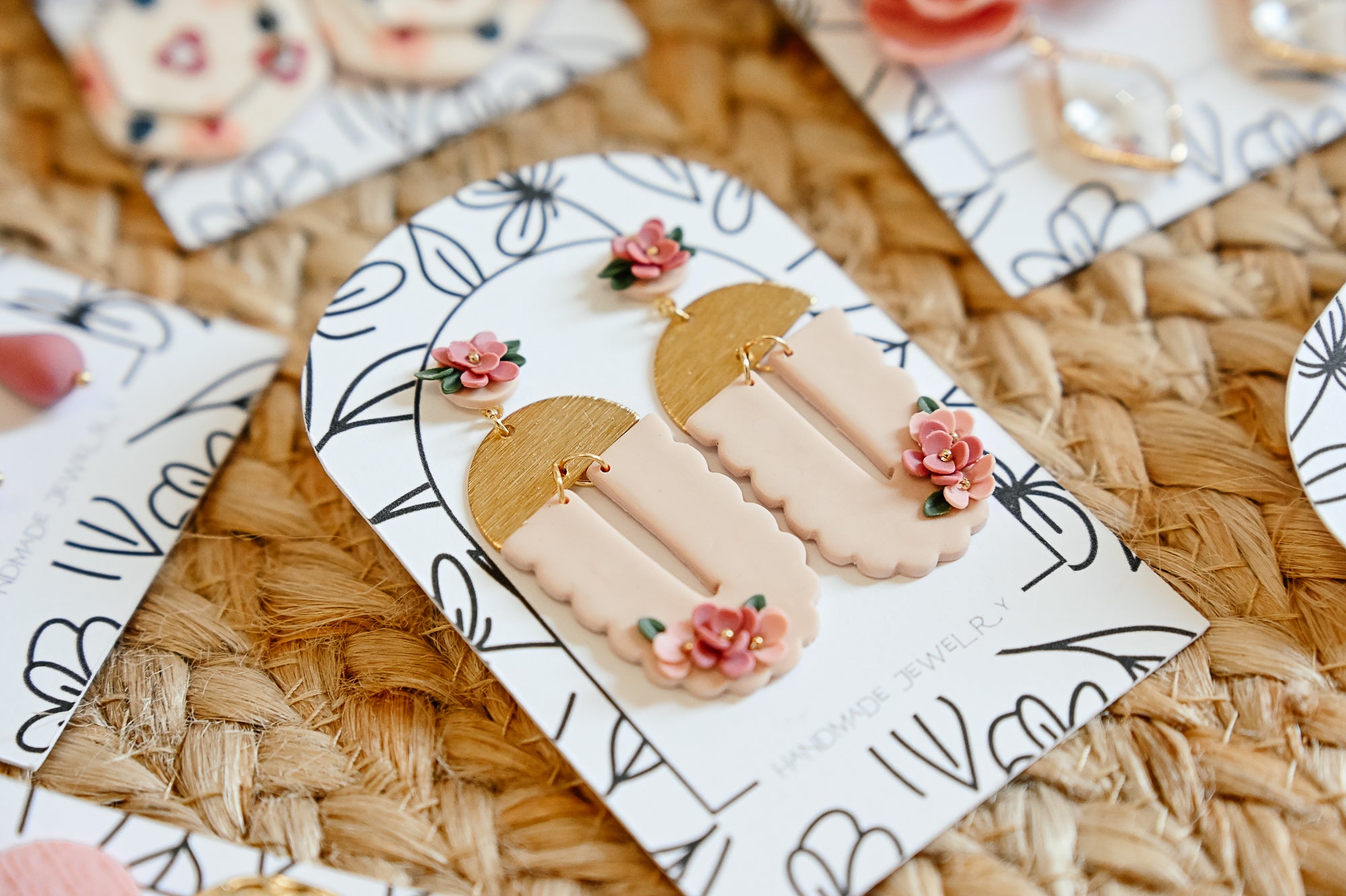 RV8 Blush Garden Floral Earrings – Lightweight Statement Jewelry, Boutique Gift for Her